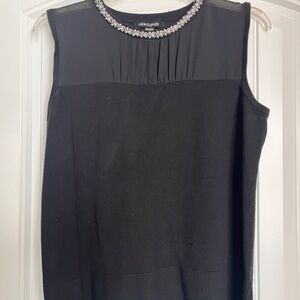 Black Sleeveless Top w/ Embellished Collar